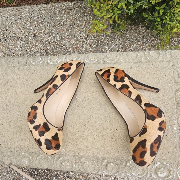 Talbots animal print Leopard Print Pony Hair Classic Platform Pumps Heels 7B - Picture 2 of 15